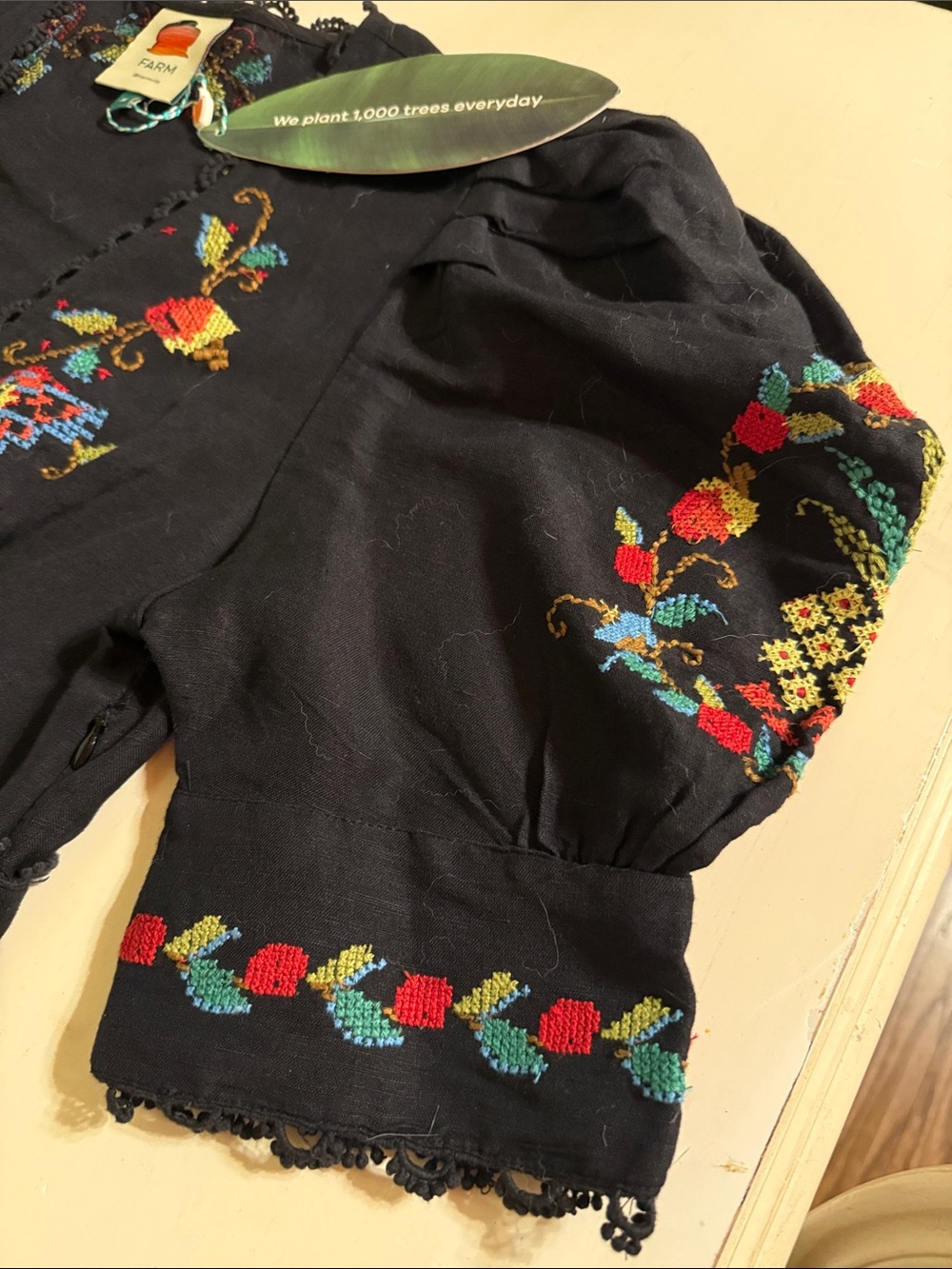FARM embroidered black dress - Picture 2 of 7